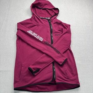 PINK Victoria's Secret‎ Hoodie Womens Small Burgundy Full Zip Thumbhole Logo